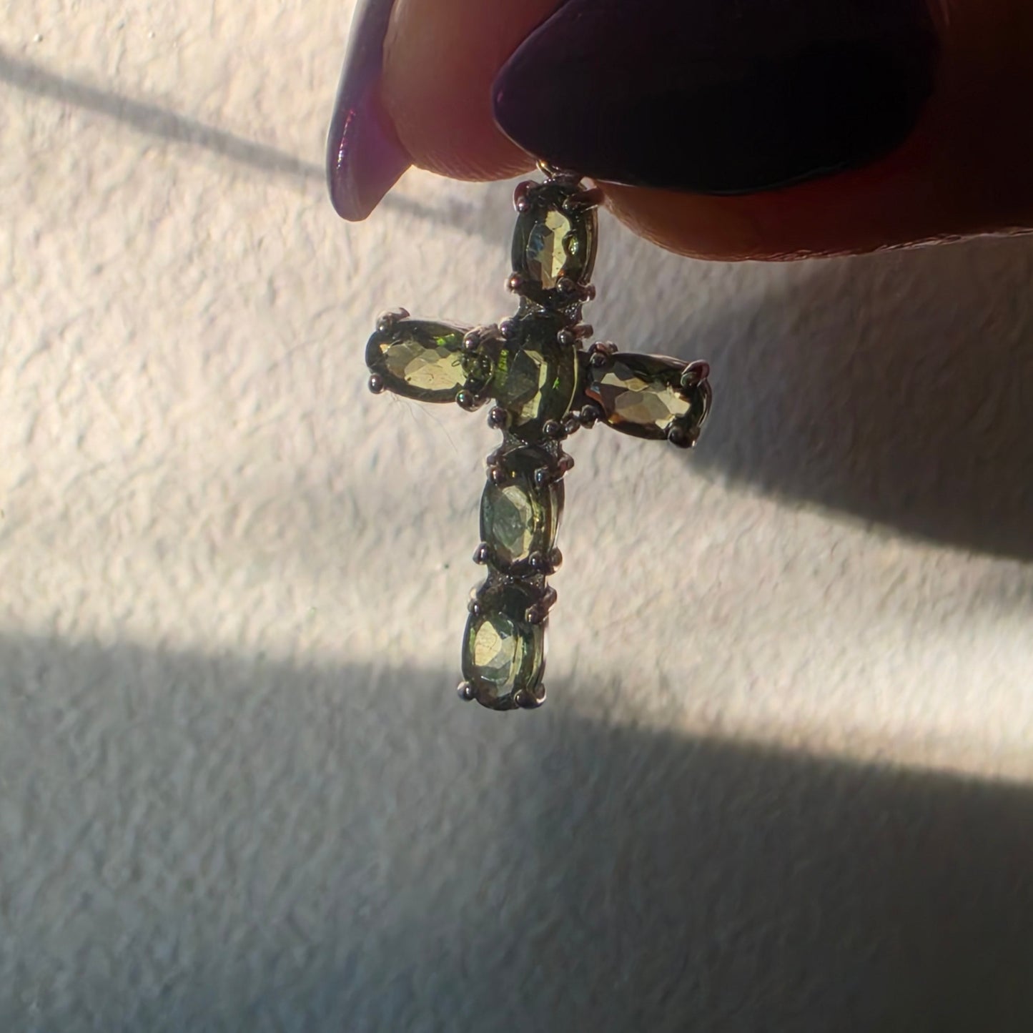 Moldavite cross pendant 1