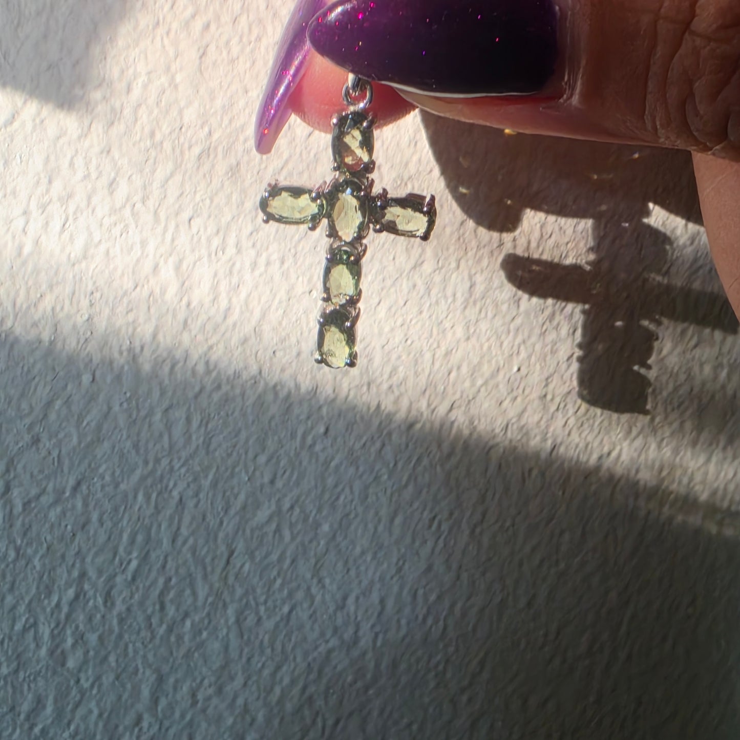 Moldavite cross pendant 2