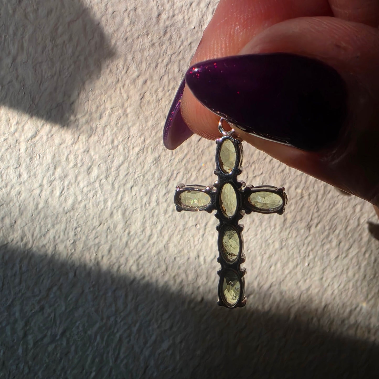 Moldavite cross pendant 2
