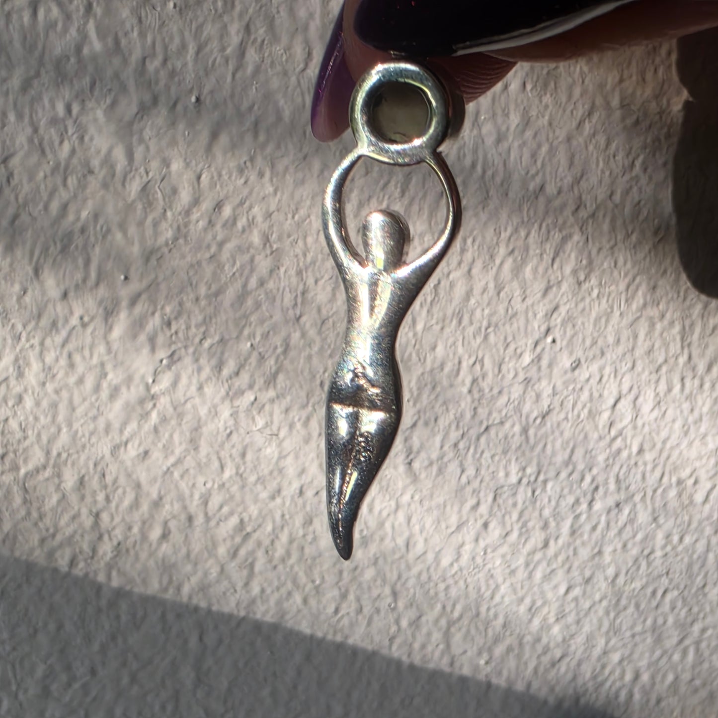 Moldavite goddess pendant