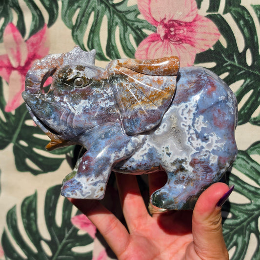 ocean jasper / moss agate elephant