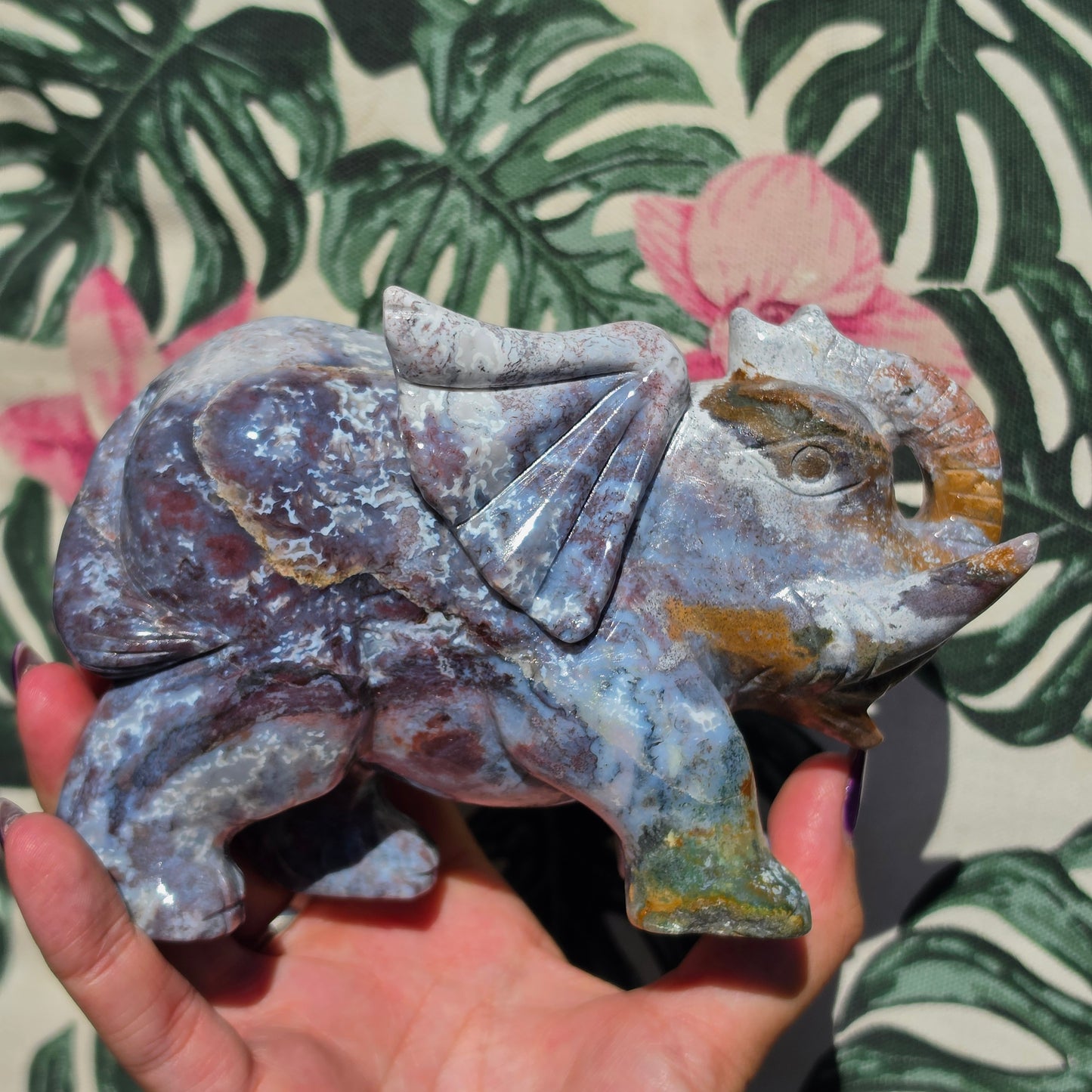 ocean jasper / moss agate elephant