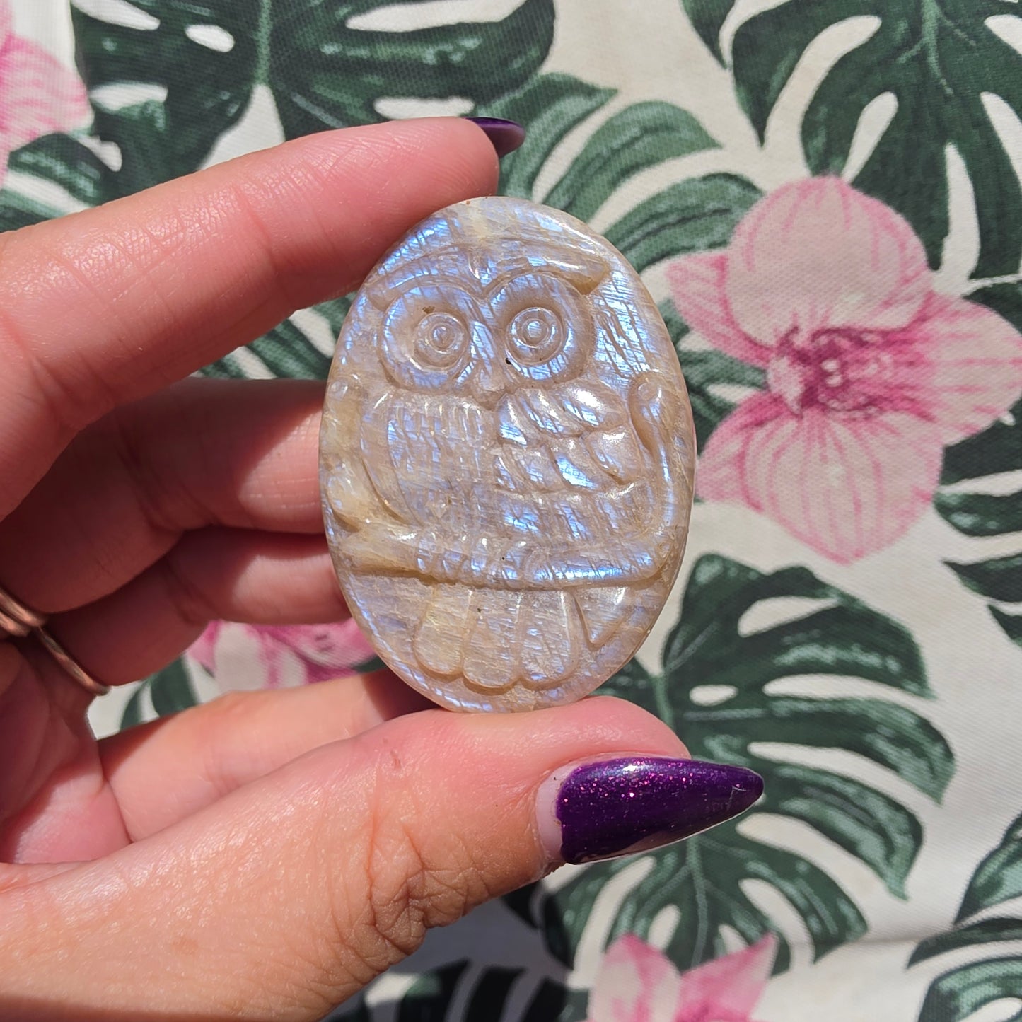 Moonstone owl amulet