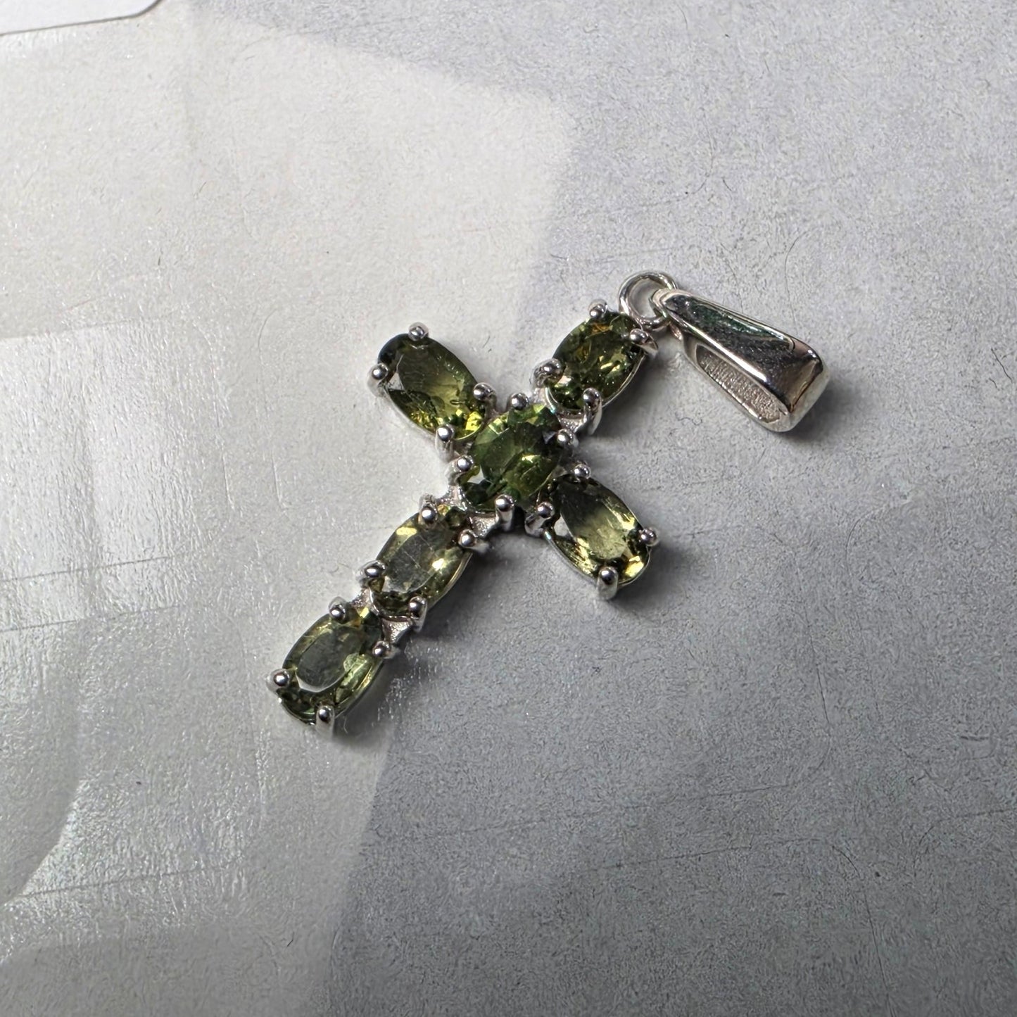 Moldavite cross pendant 1