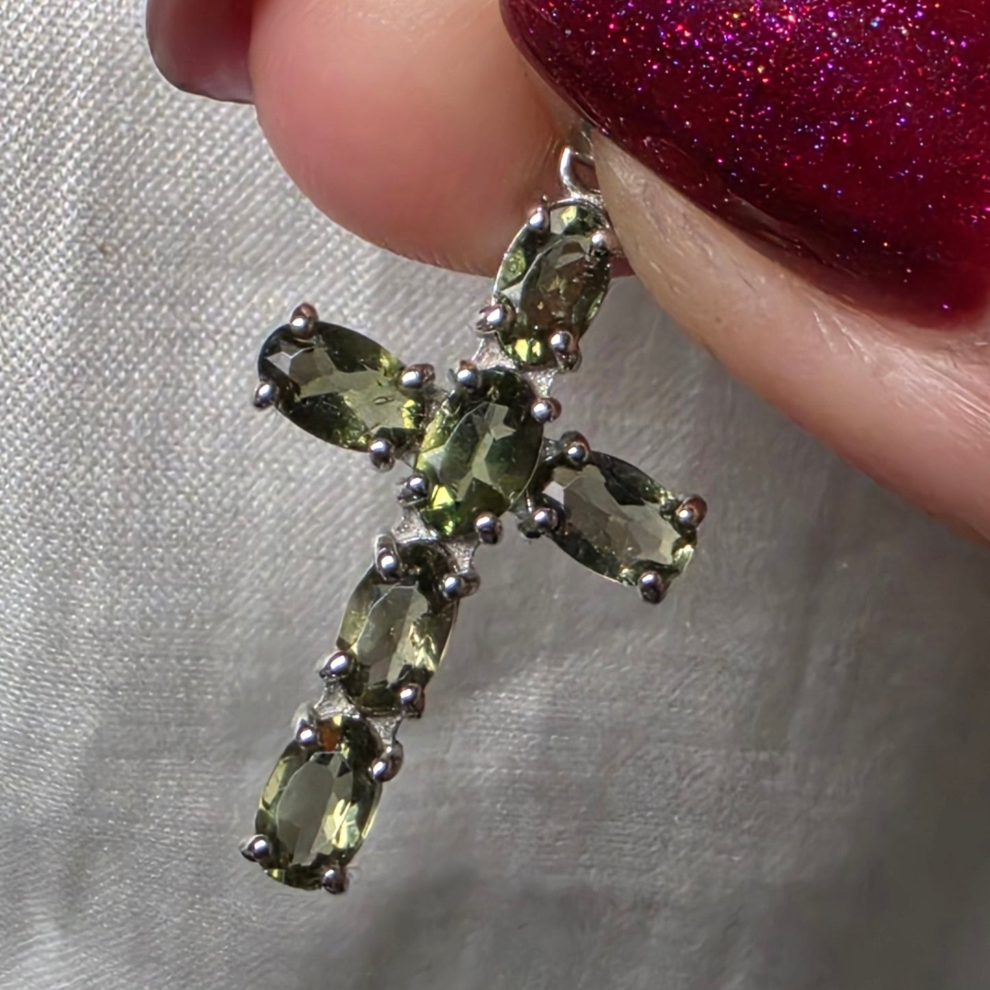 Moldavite cross pendant 1