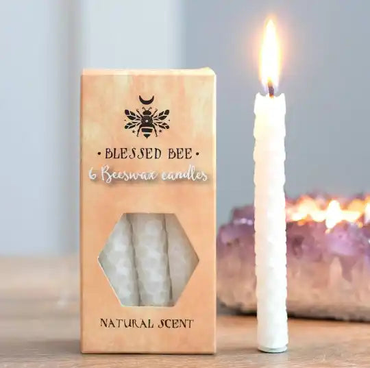 Blessed bee candle white