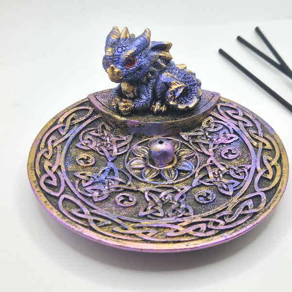 Incense holder dragon blue