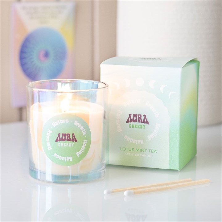 Aura energy candle Lotus mint tea