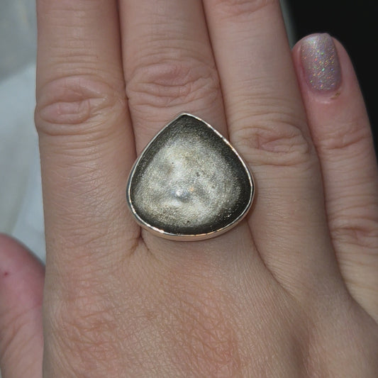 Gold sheen obsidian ring 6