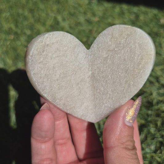 White moonstone 3d heart 293