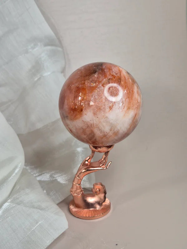 Sphere holder hand with lotus rosegold