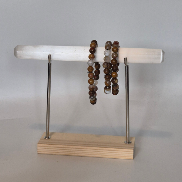 Selenite ring / bracelet holder silver