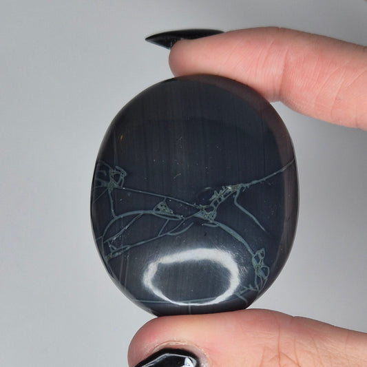 Spiderweb obsidian palmstone 10