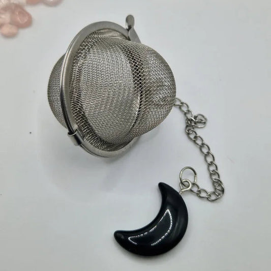 Tea sifter Black obsidian moon