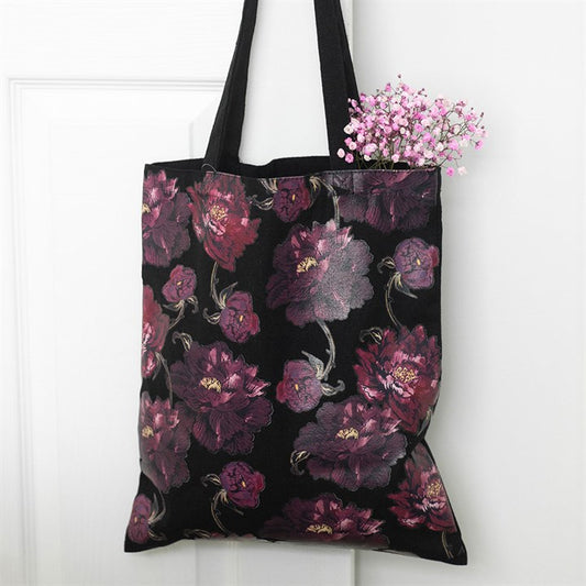 Dark floral tote bag