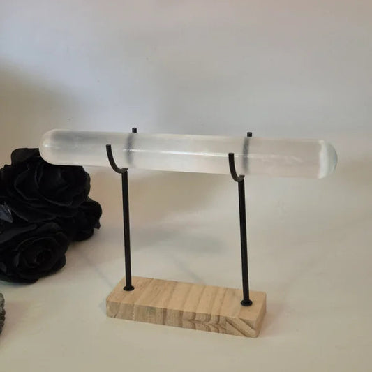 Selenite bracelet holder wood